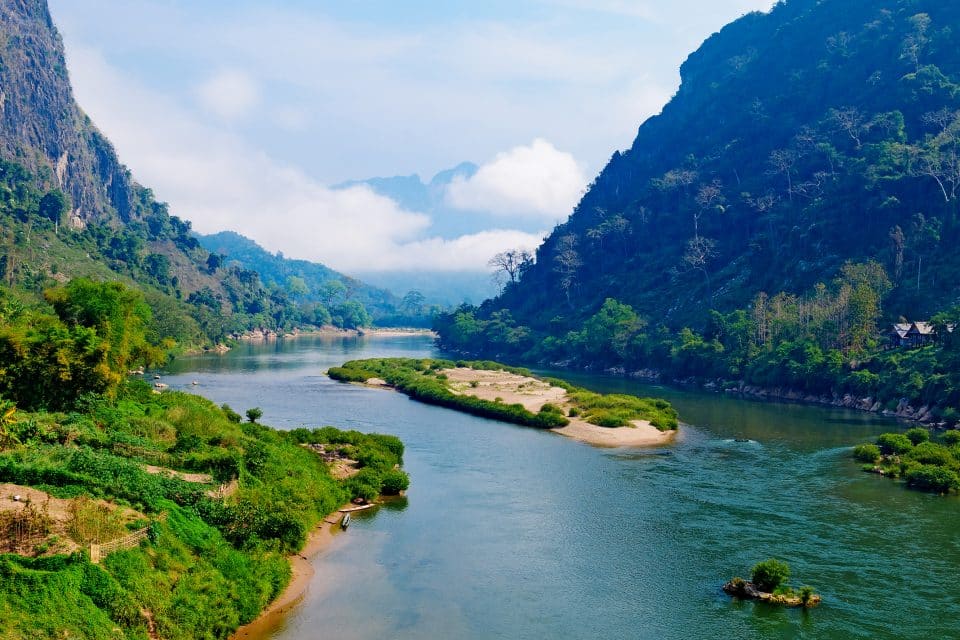 View of Nong Khiaw river in Laos