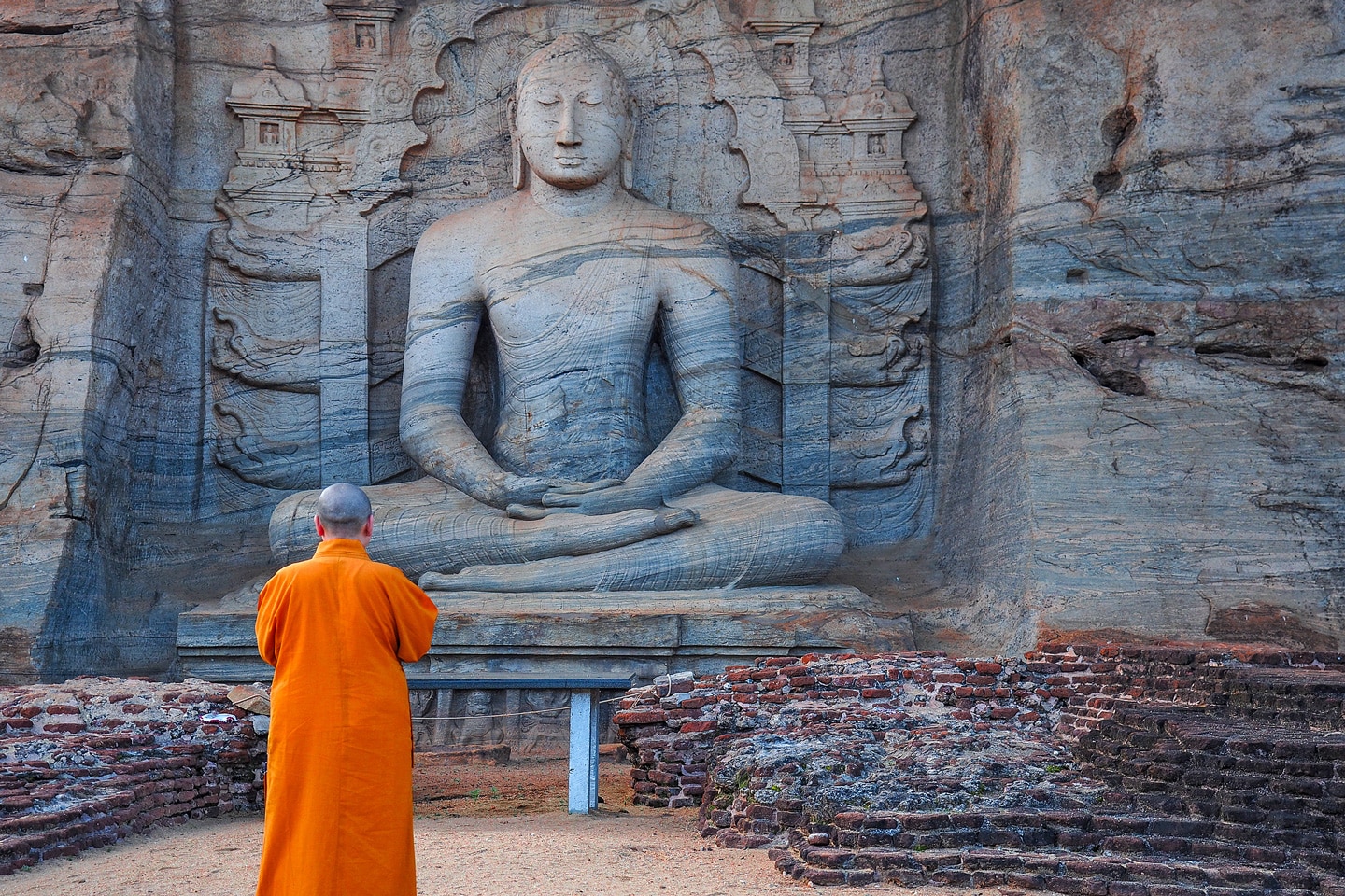 Unique monolith Buddha statue in Polonnaruwa temple - capital of Ceylon,UNESCO World Heritage Site