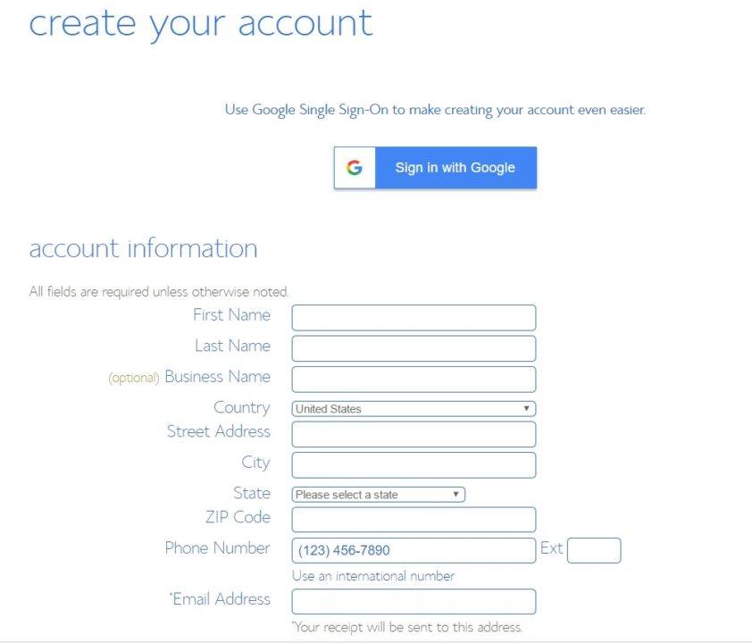 Bluehost sign up screen