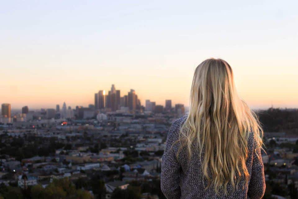 girl staring at the cityscape