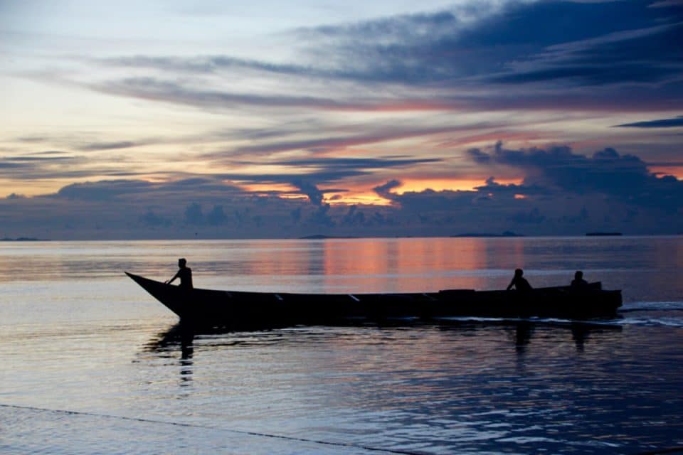 A boat at sunset, Raja Ampat, Indonesia