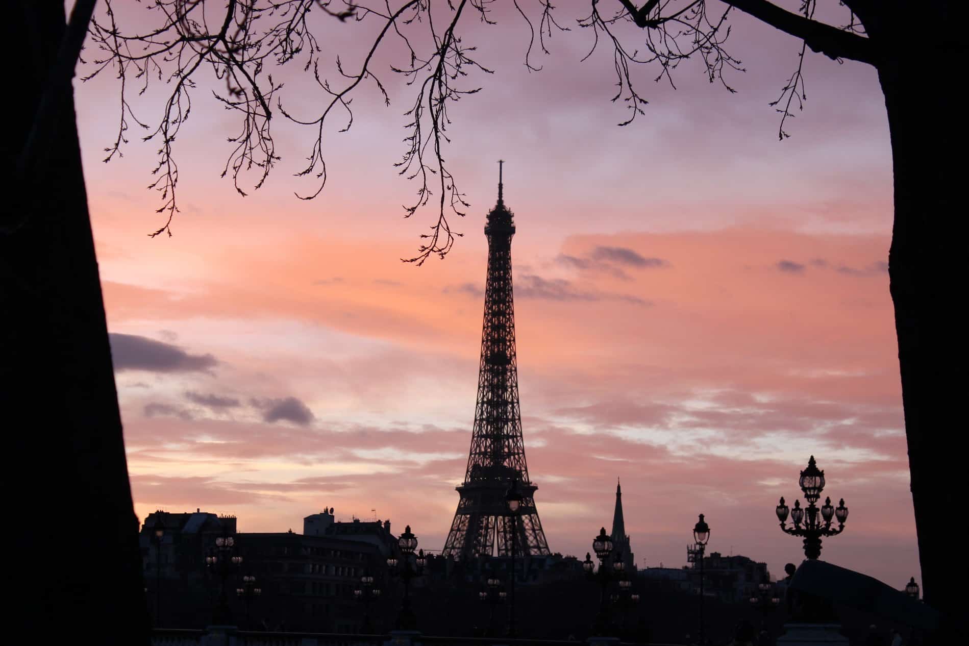 Paris night sky line