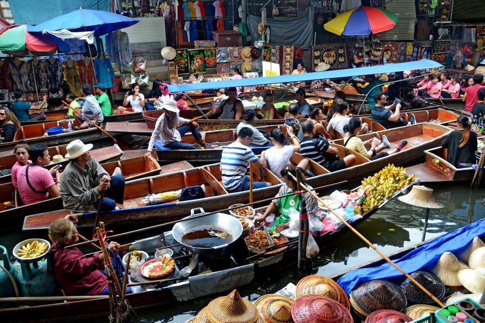 A floating market in Asia