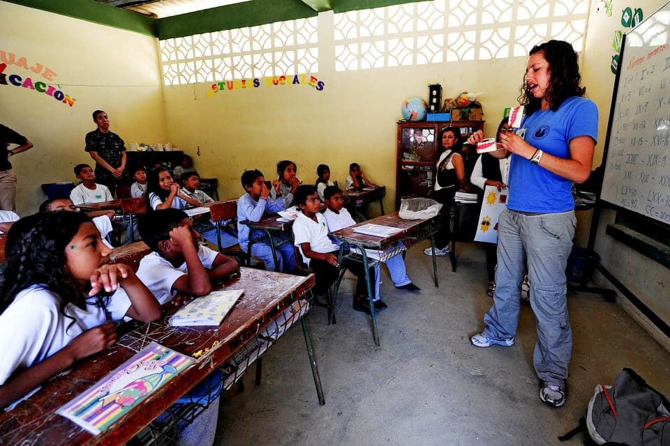 A woman teaching a class