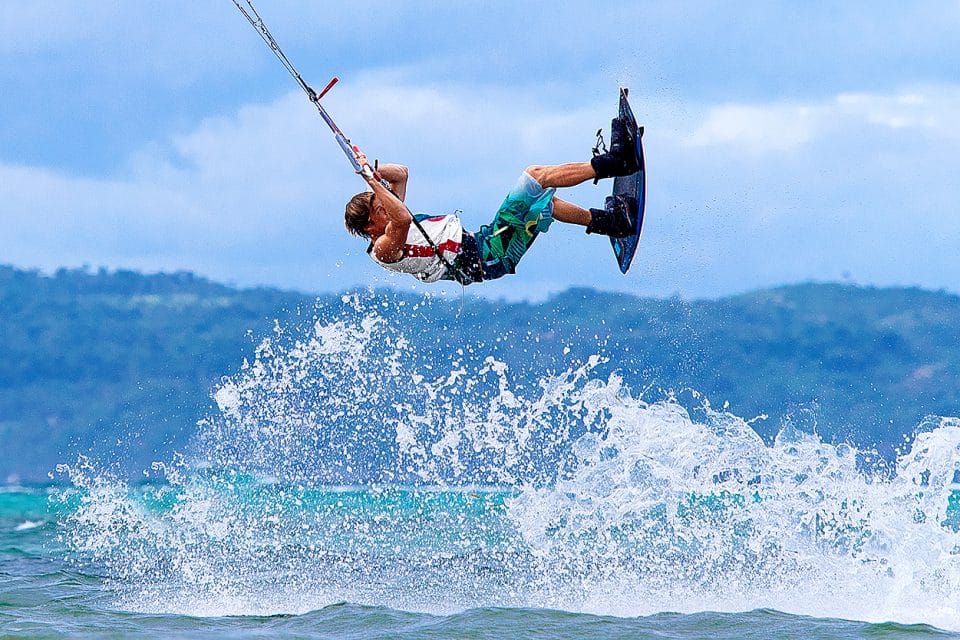 A man wakeboarding