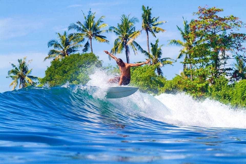 A man surfing a wave