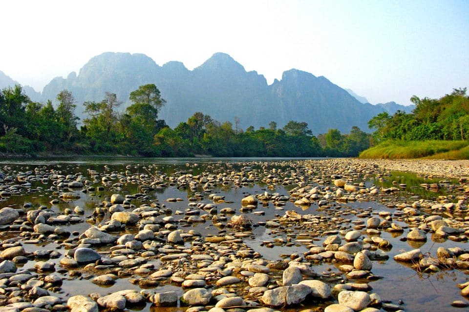 Pebbles and rocks in a river