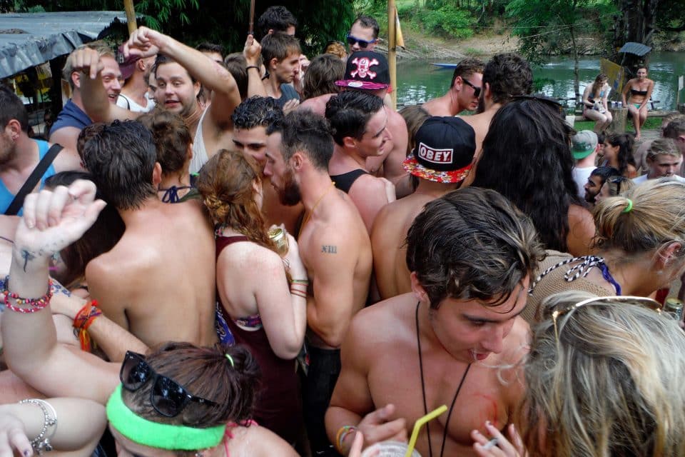 A group of people partying