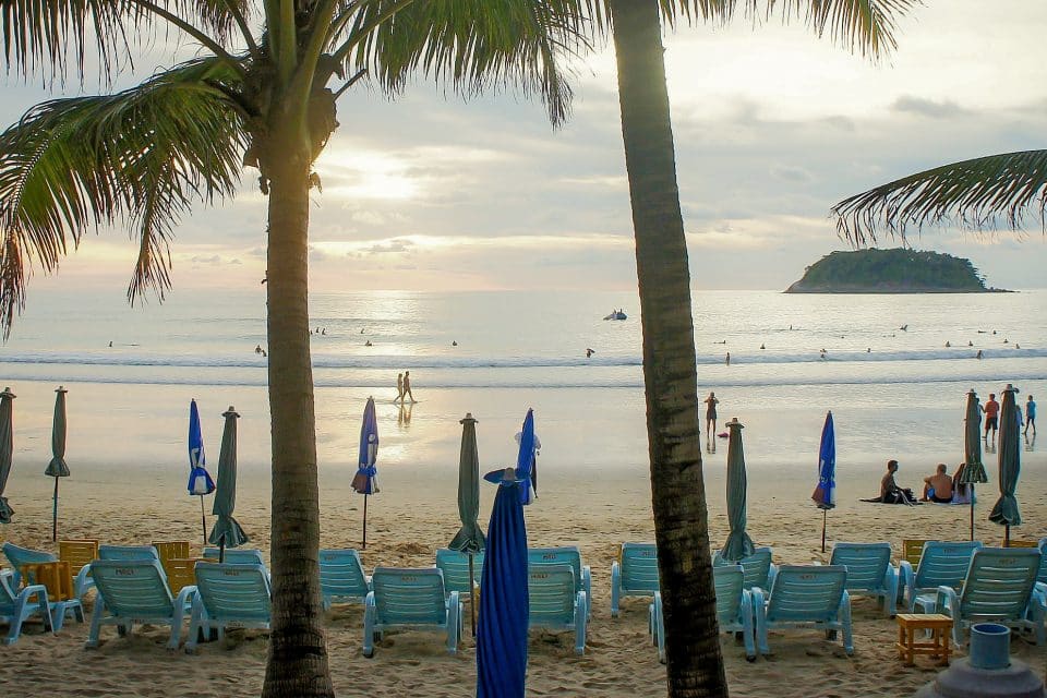 sunbeds on Kata Noi beach