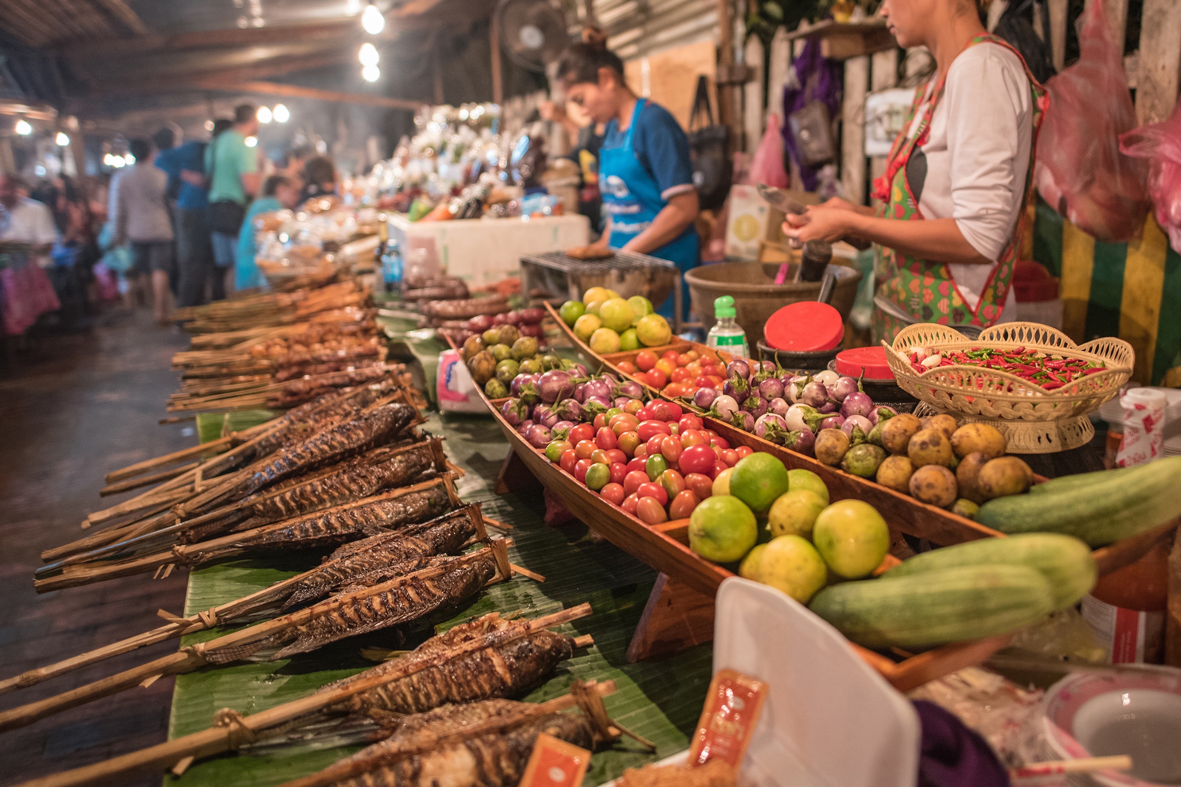 laos street food market