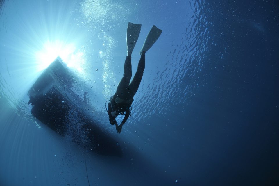 diving underwater