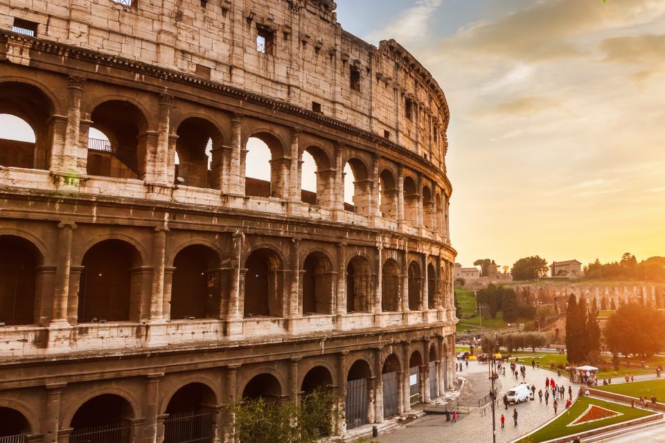 The colosseum at sunrise
