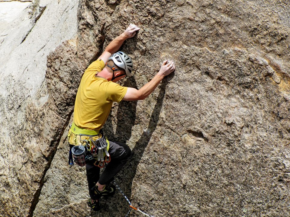 A man rockclimbing