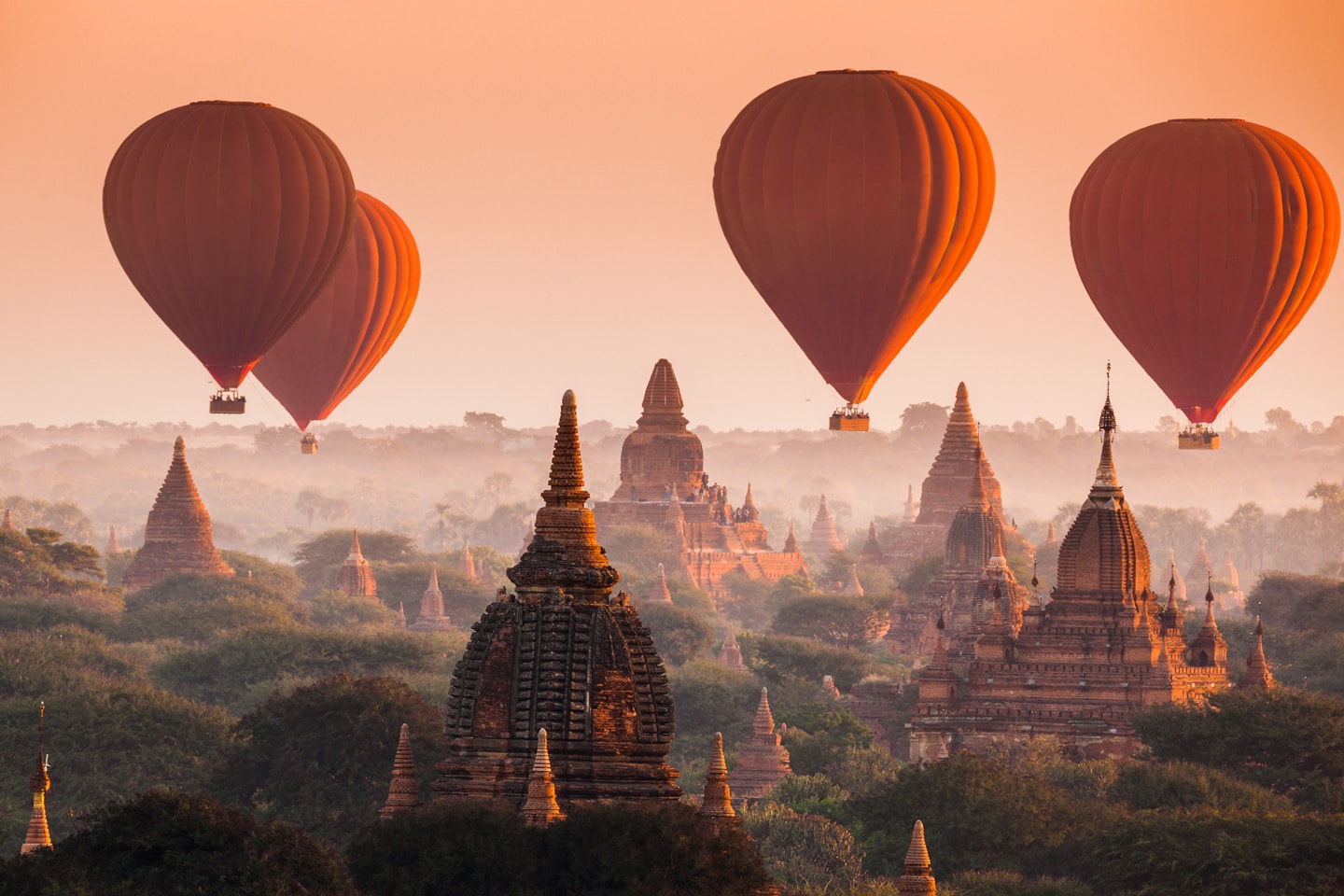 Balloons over Bagan Temples Myanmar