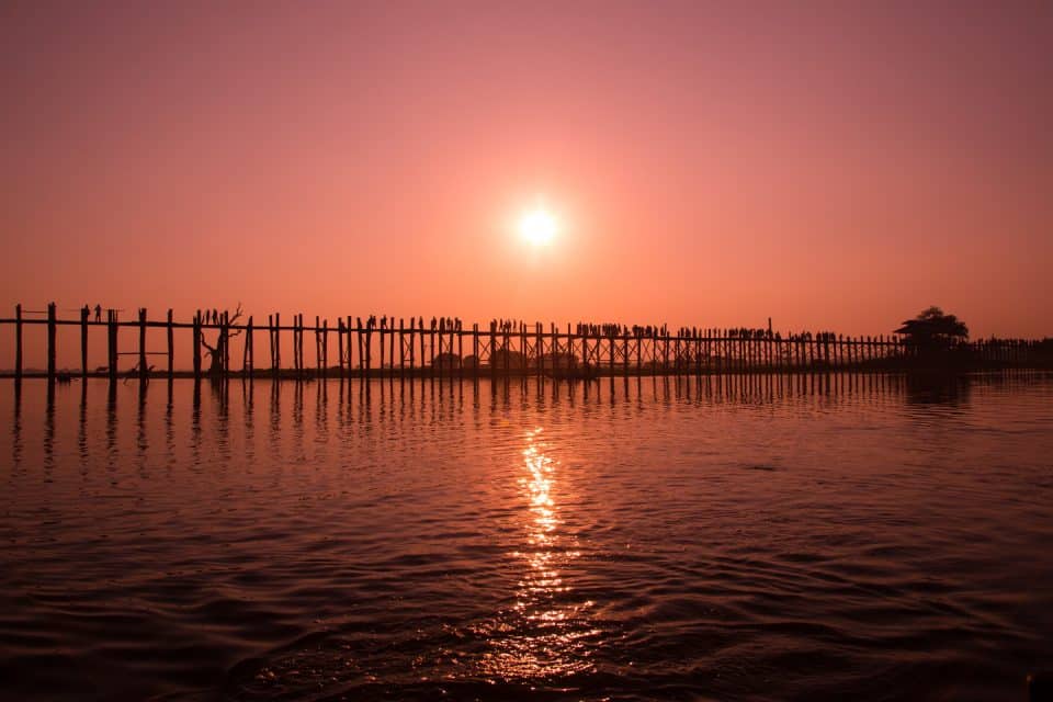 U-bein bridge at sunset in Myanmar