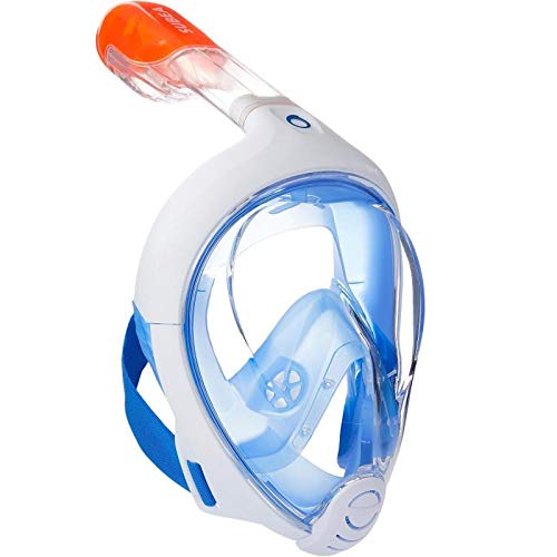 WANFEI Full Face Snorkel Mask Underwater Dive Masks Snorkel Sets Upgraded Breathing System Diving Snorkel Mask Full 180° Panoramic Viewing Anti-Fog Anti-Leak Dry Snorkeling Dive Masks Set for Adults 