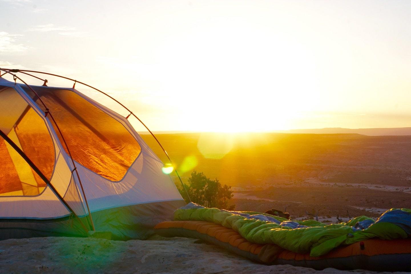 tent with sleeping bag