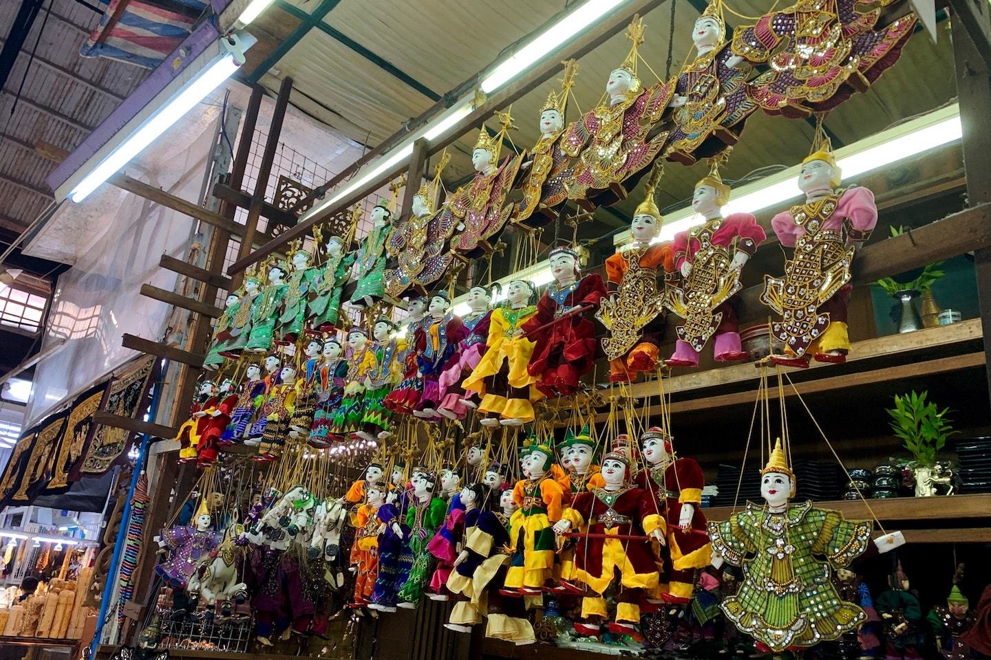 Goods being displayed at Bogyoke Aung San Market Yangon