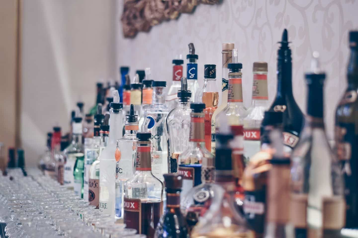 bottles of alcohol at a bar