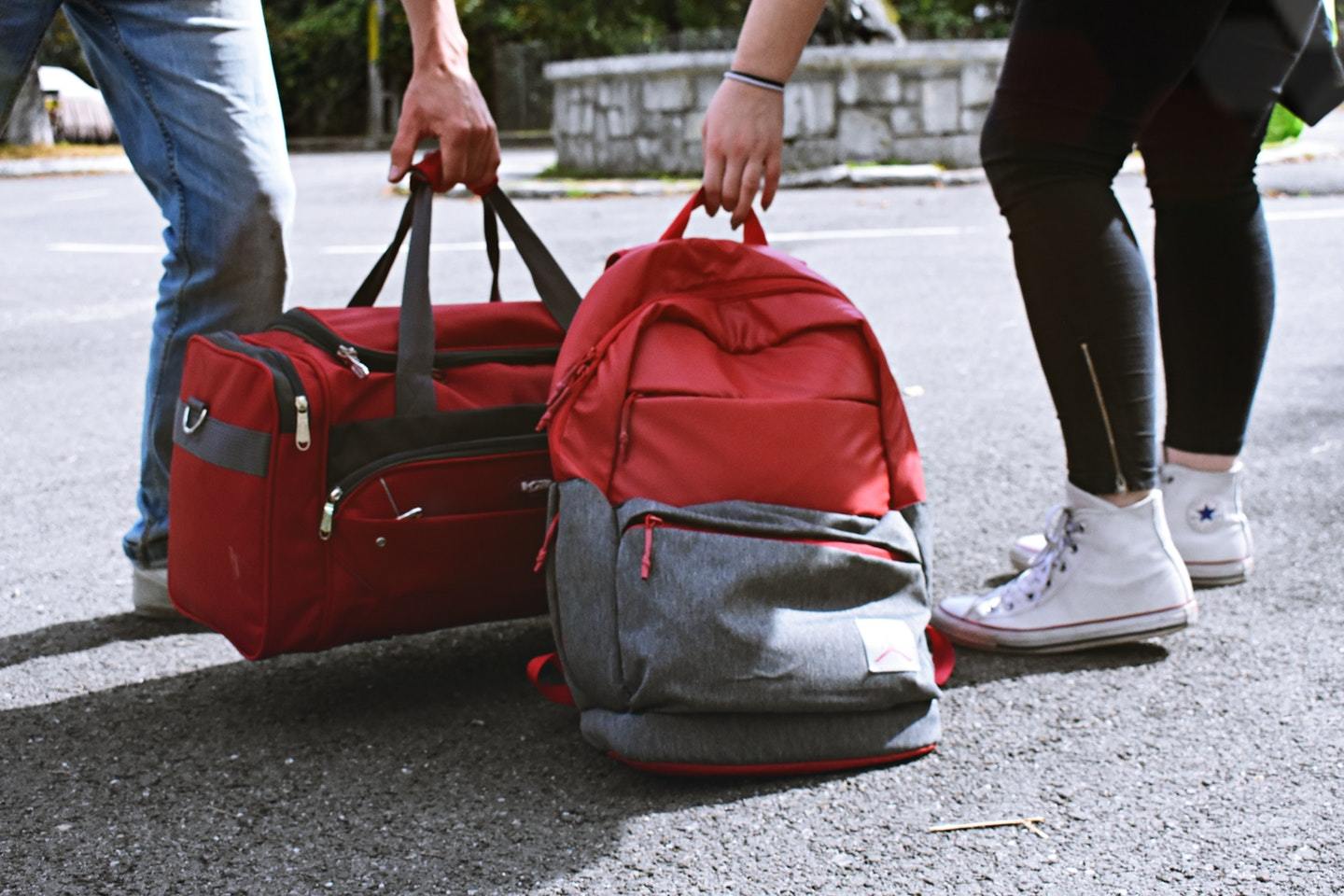 duffel bag and backpack