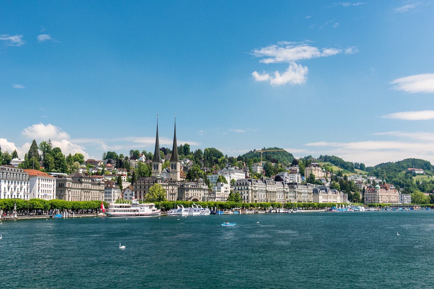 view from lake lucerne of the city