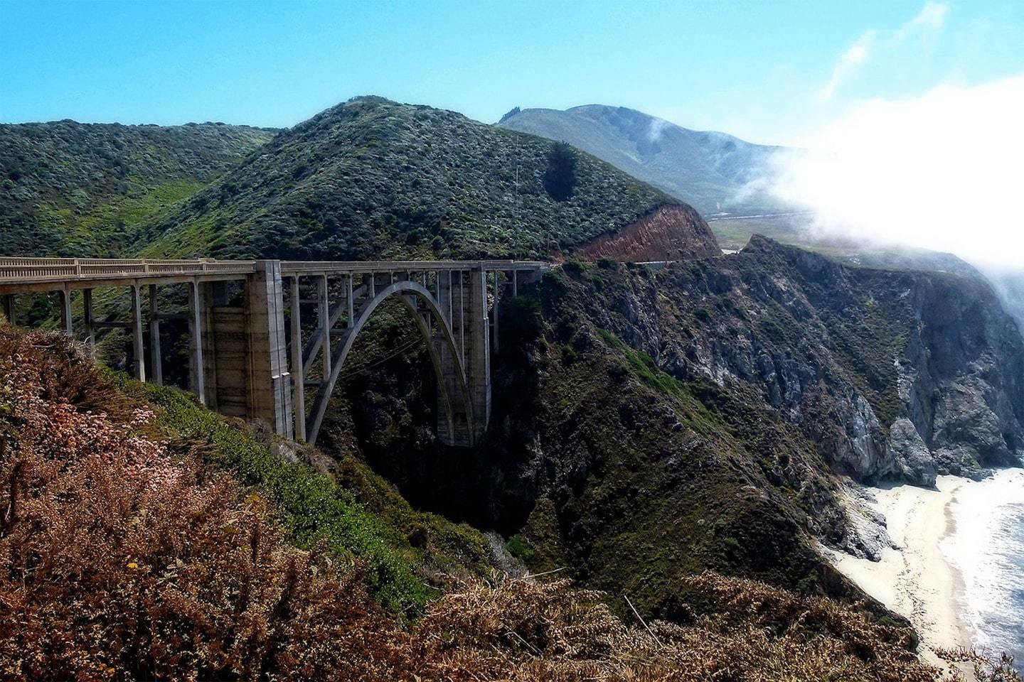 california bridge in between mountains