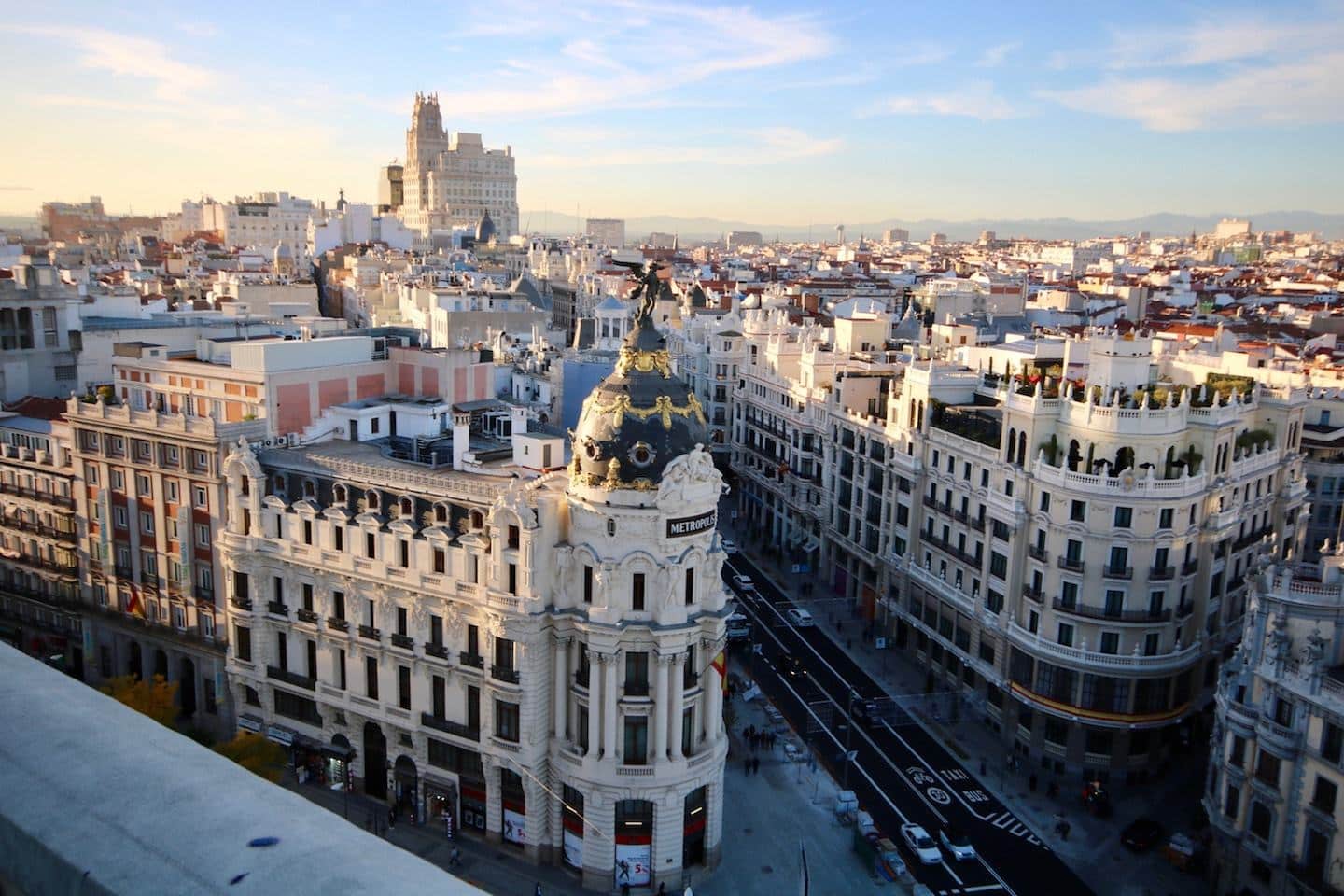 view from above of downtown madrid spain