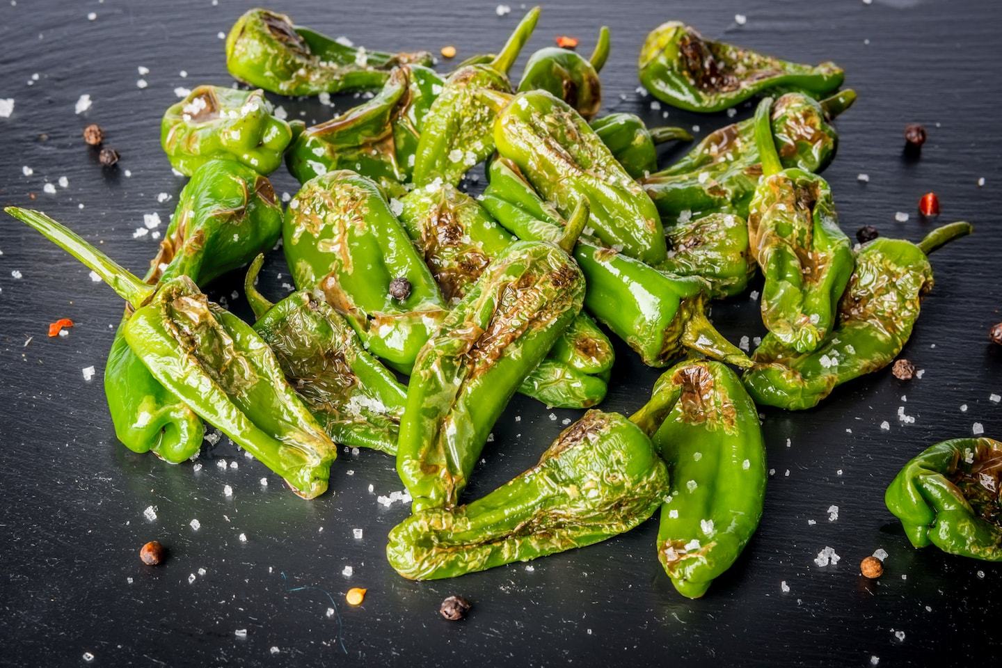 blistered green peppers