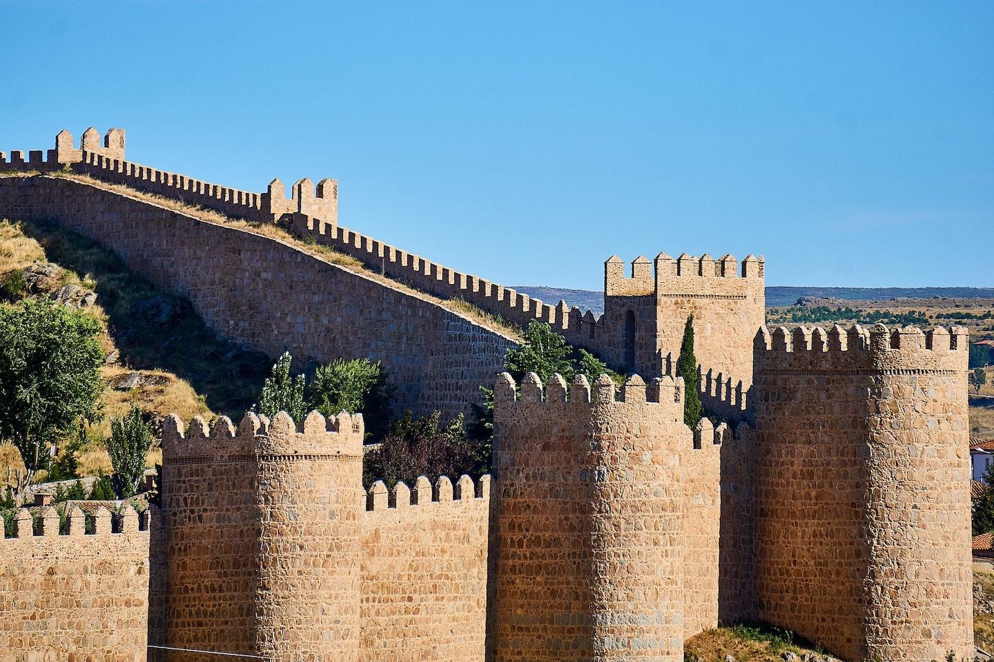 medieval city walls in avila spain