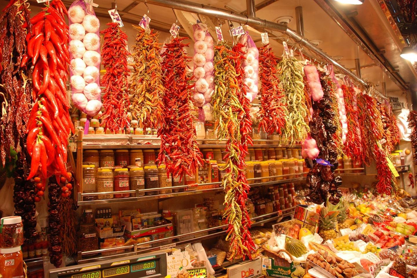 hanging spices in barcelona
