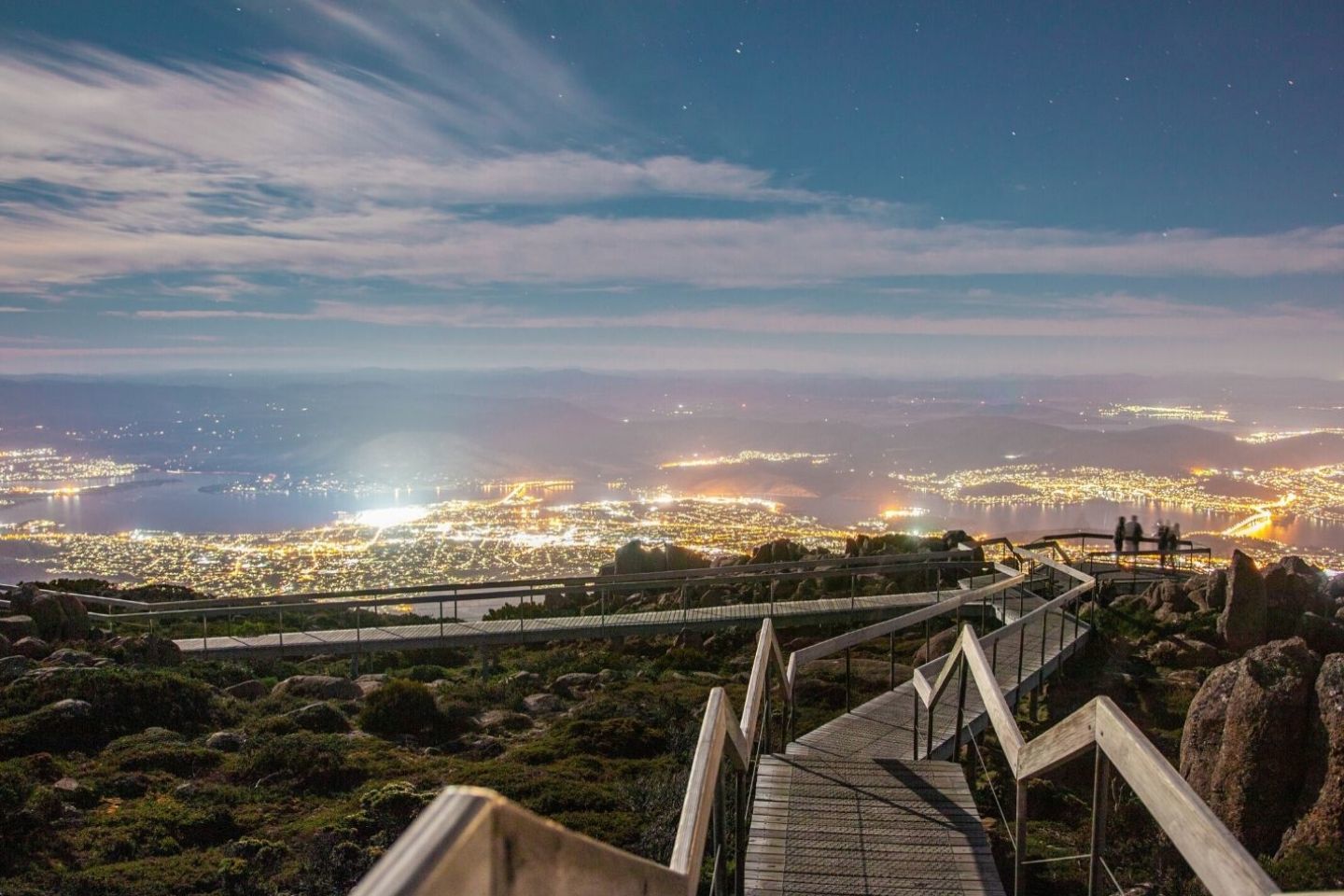 viewpoint at mount wellington at night