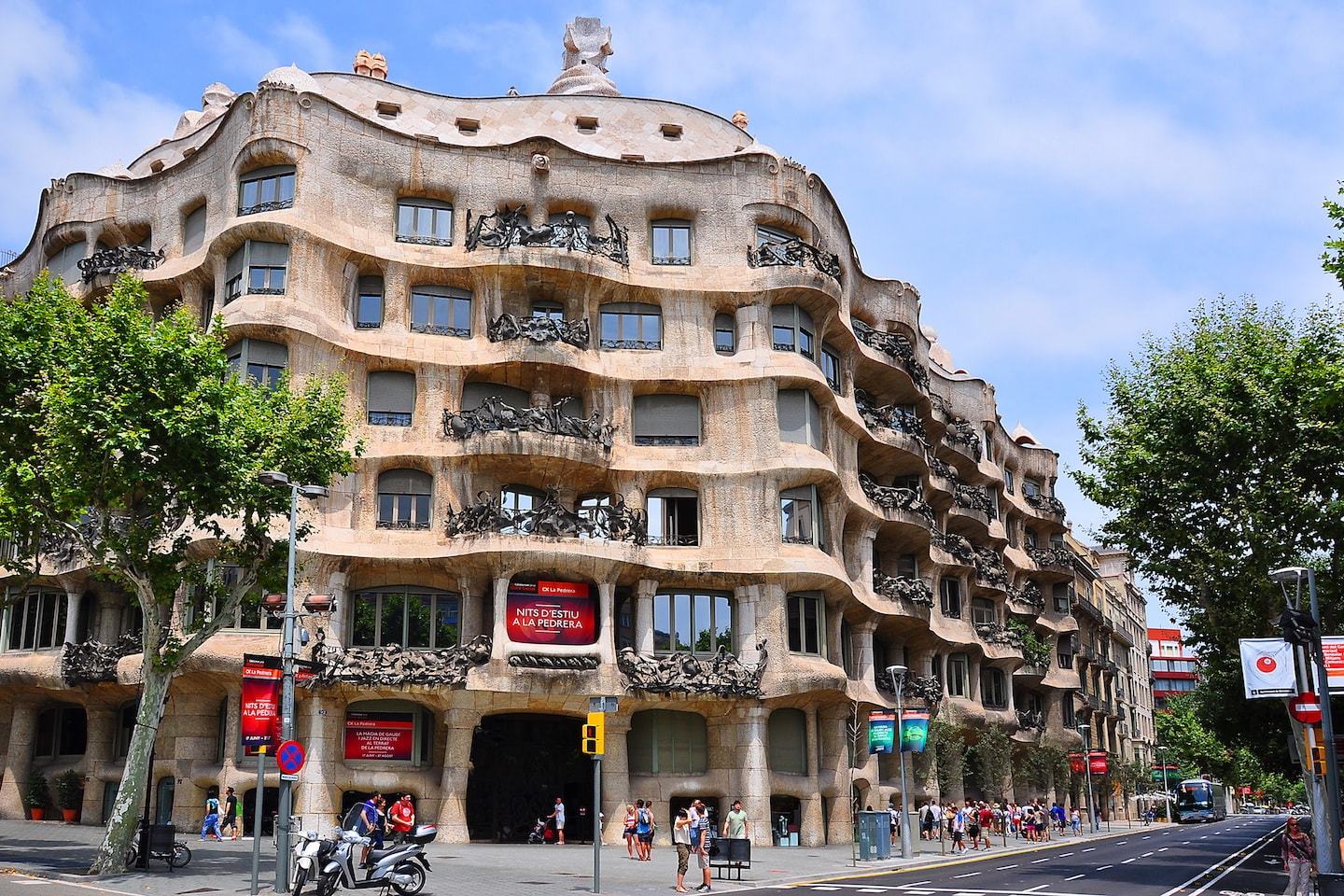 wavy building designed by gaudi in barcelona