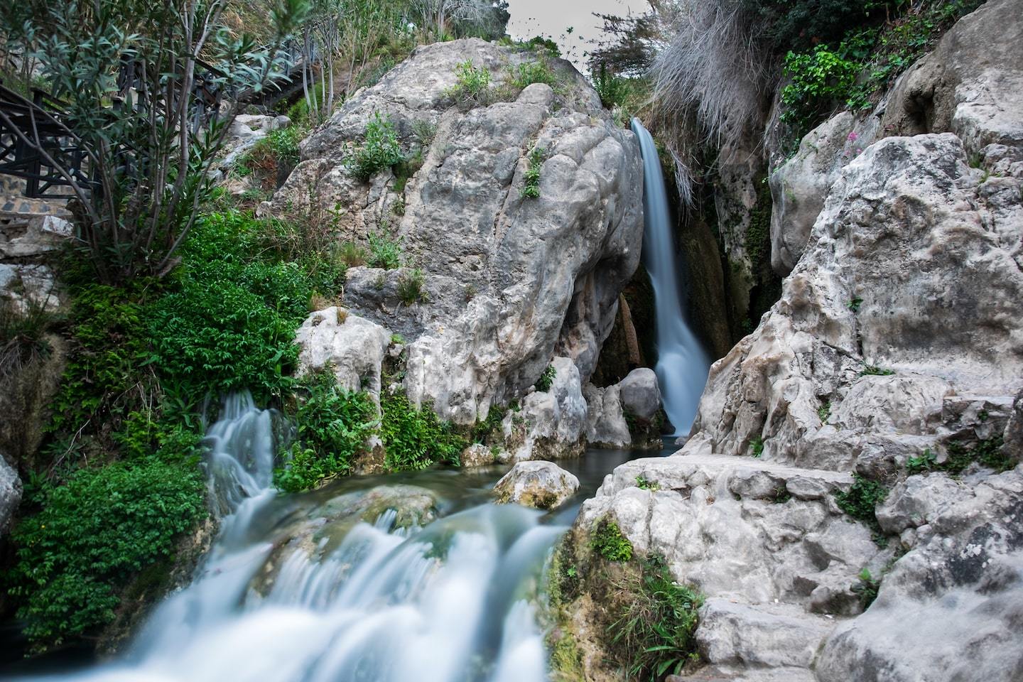 waterfalls over rocks in spain