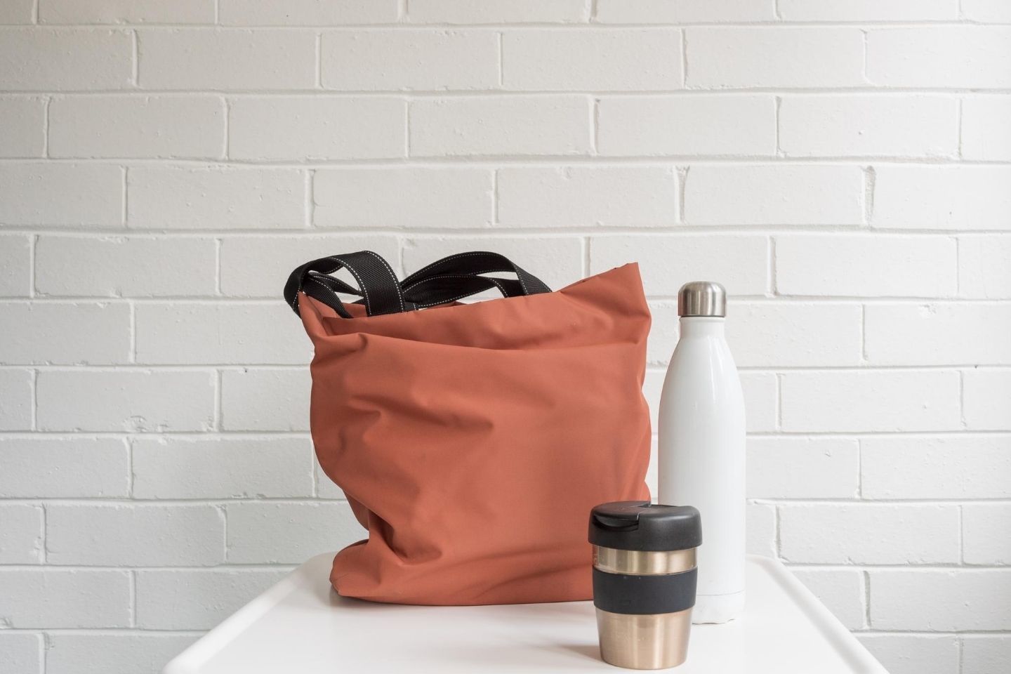 eco-friendly tote and water bottle