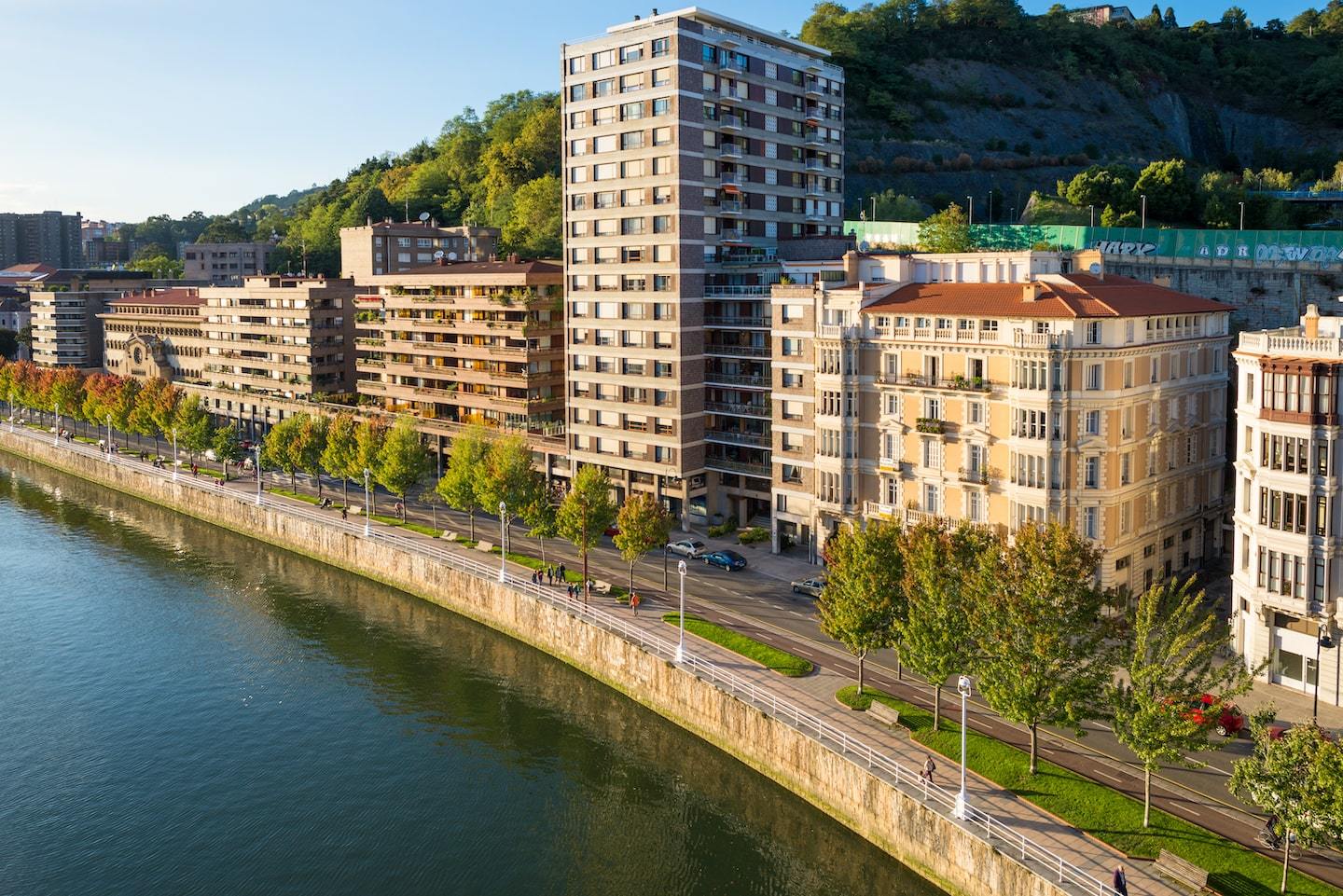 Neighborhood along the river in Bilbao