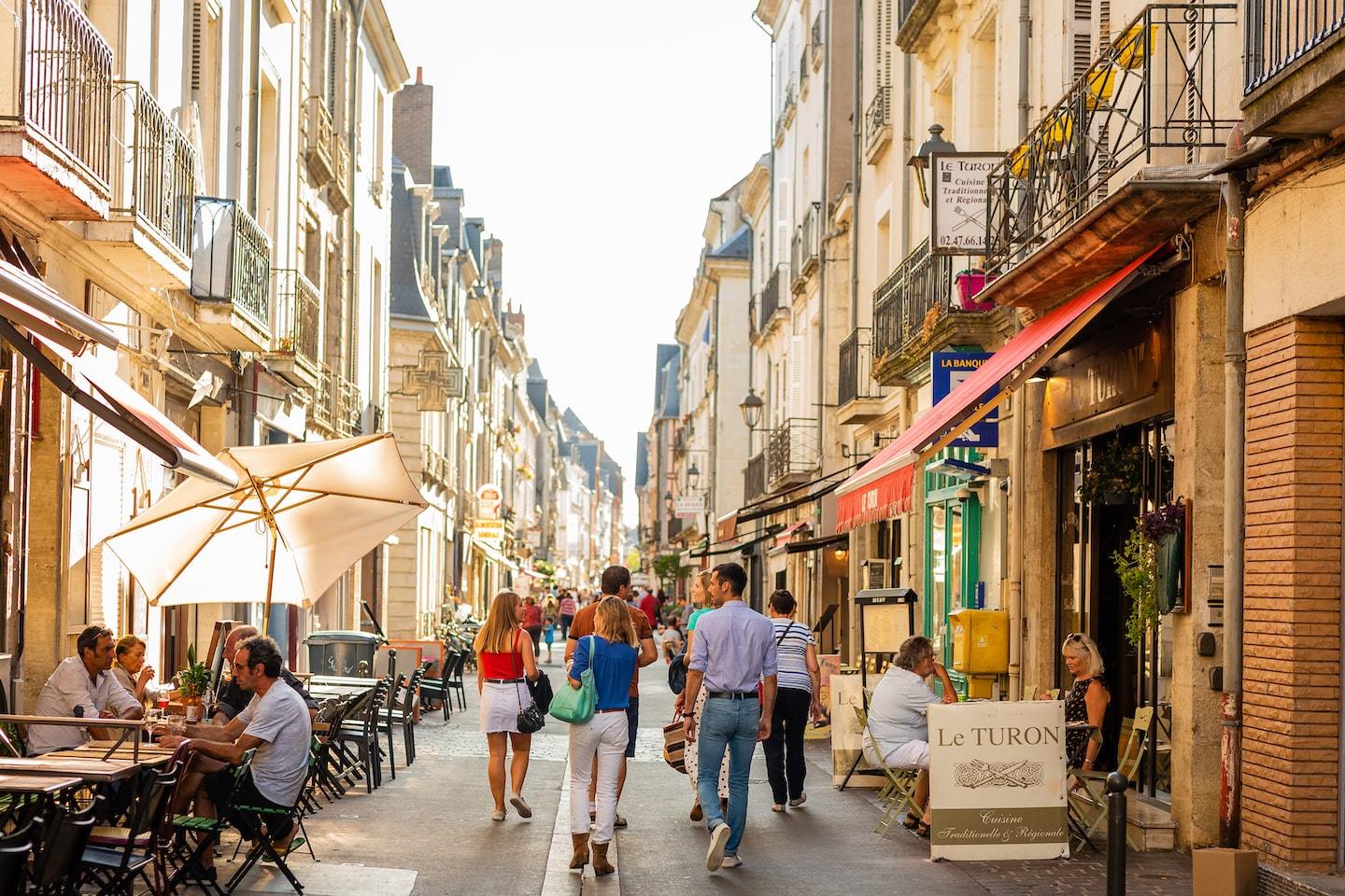 people walking in tours, France, a top French city