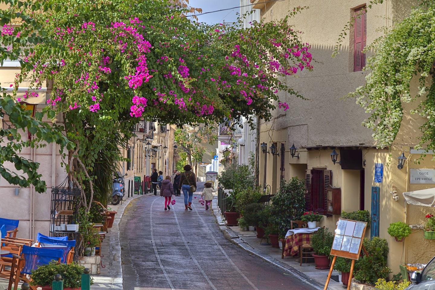 Traditional Greek neighborhood of Plaka in Athens, greece