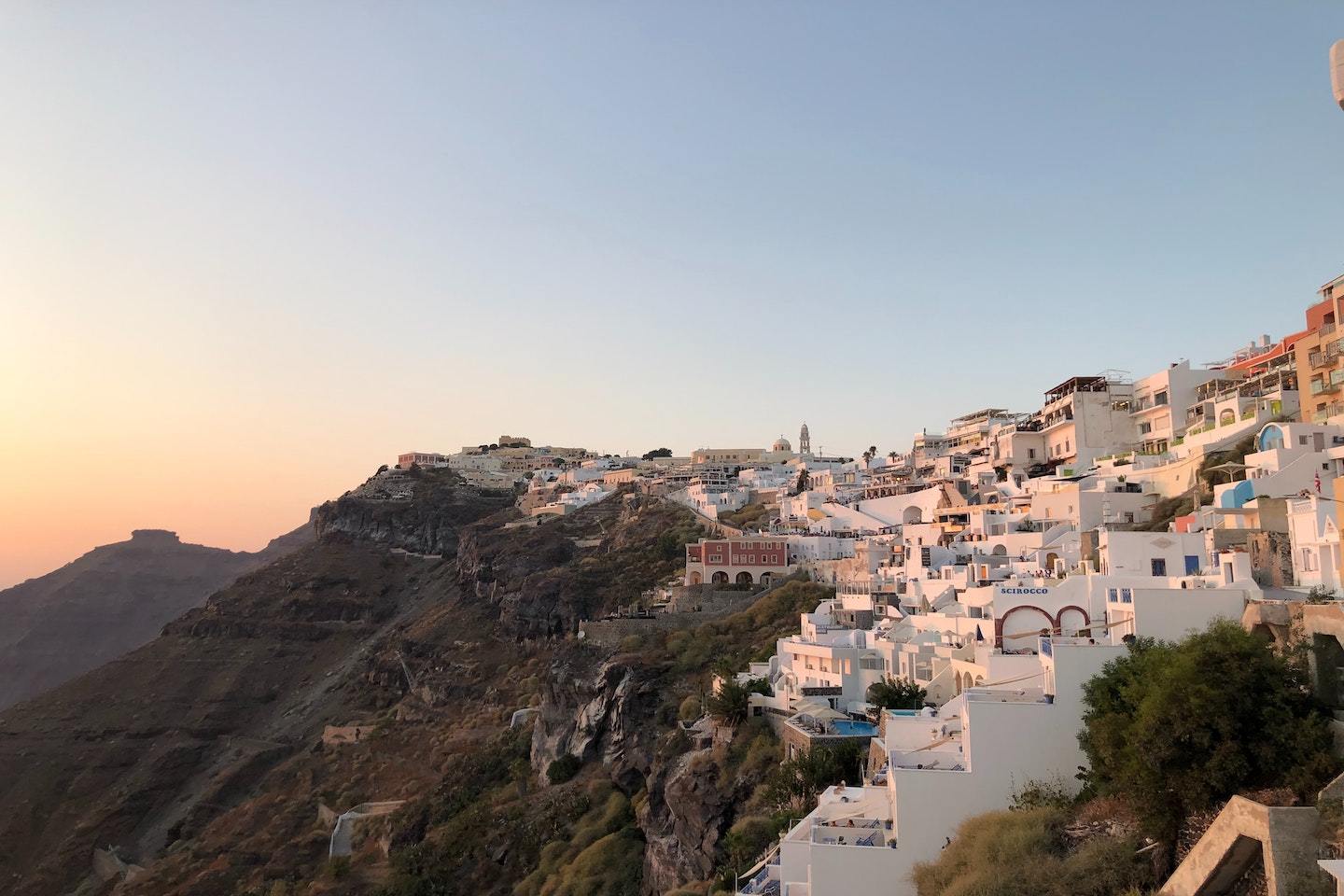 Santorini Attraction: View of white houses on hillside in Fira
