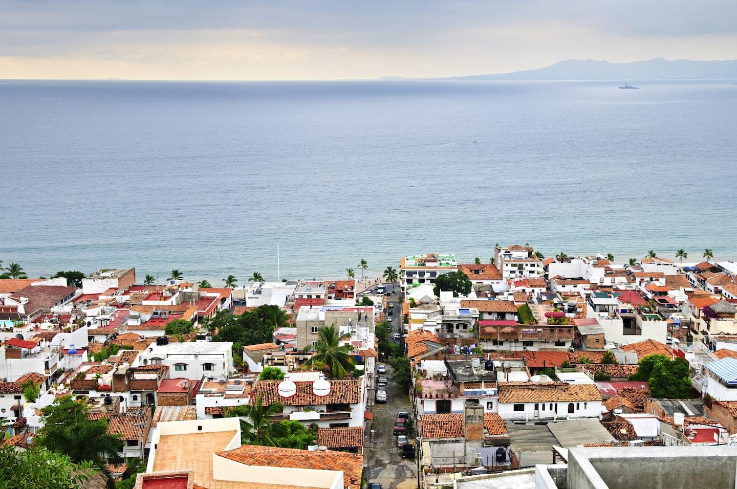 view over puerto vallarta town and ocean