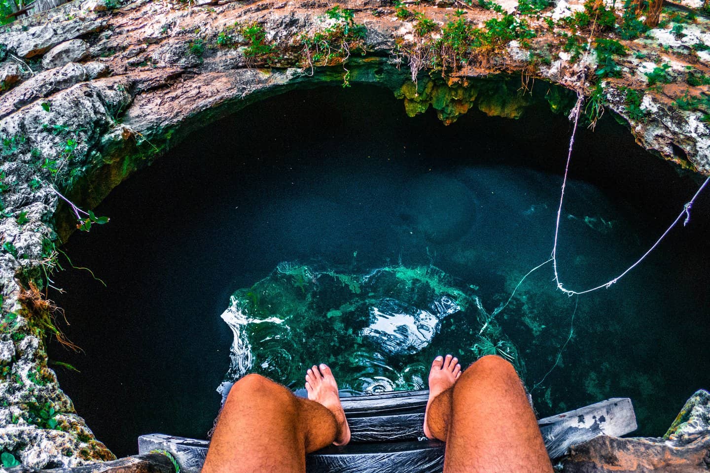 Tom (Adventure In You Co Founder) at a cenote in mexico