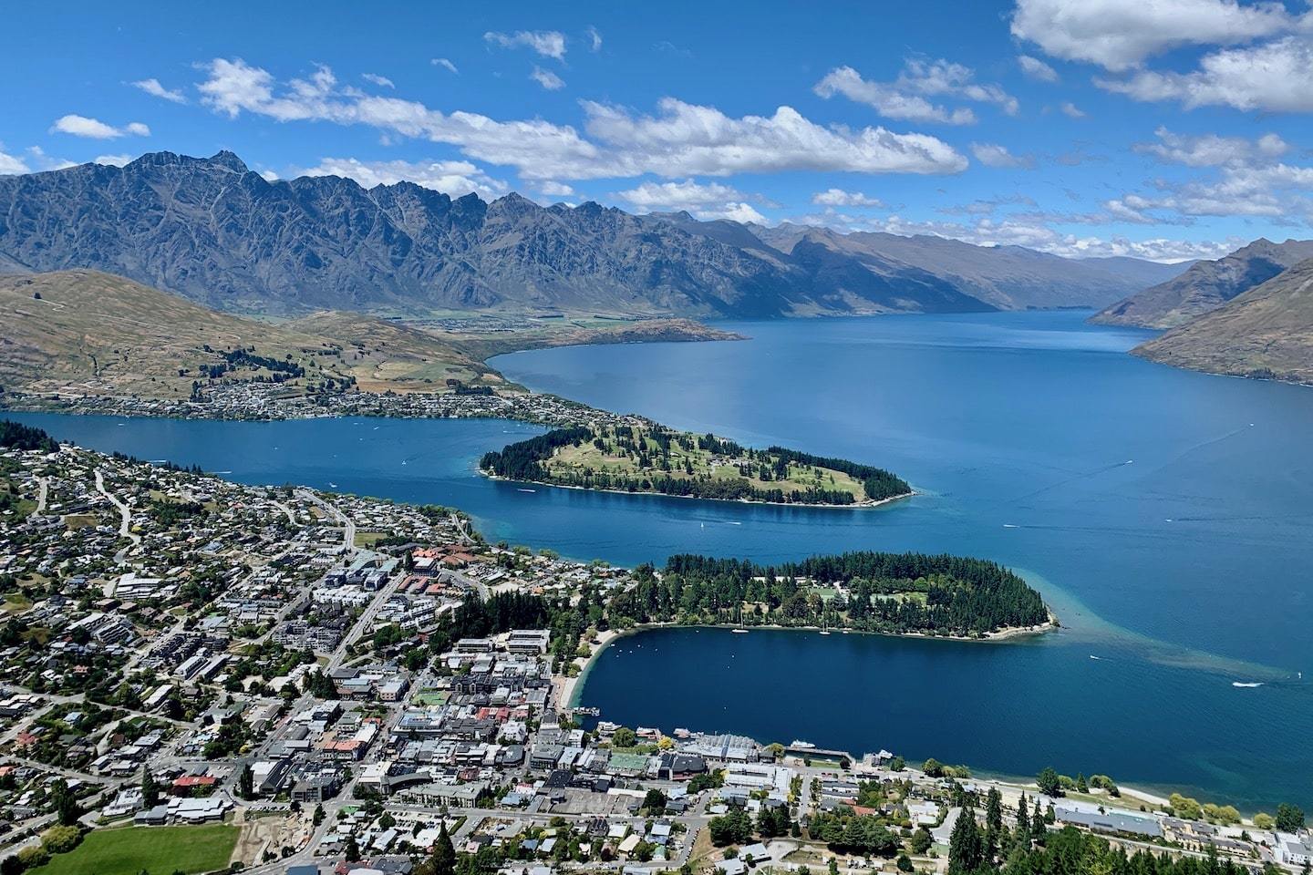 View of Queenstown from the TIki Trail and Skyline