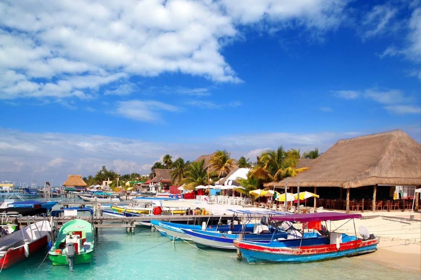 Isla Mujeres island pier colorful Mexico