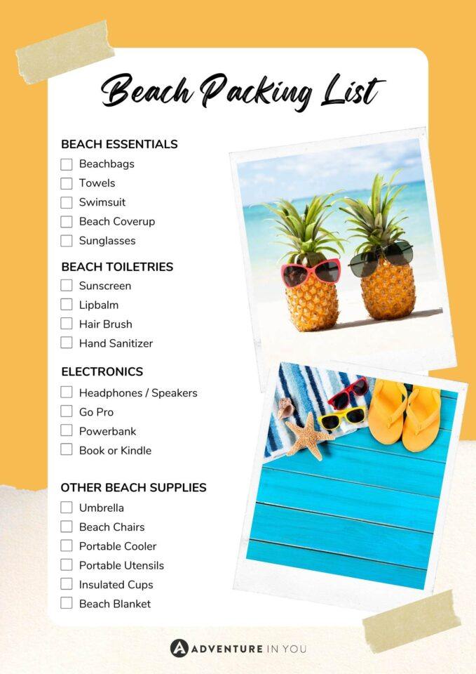 beach packing list pdf