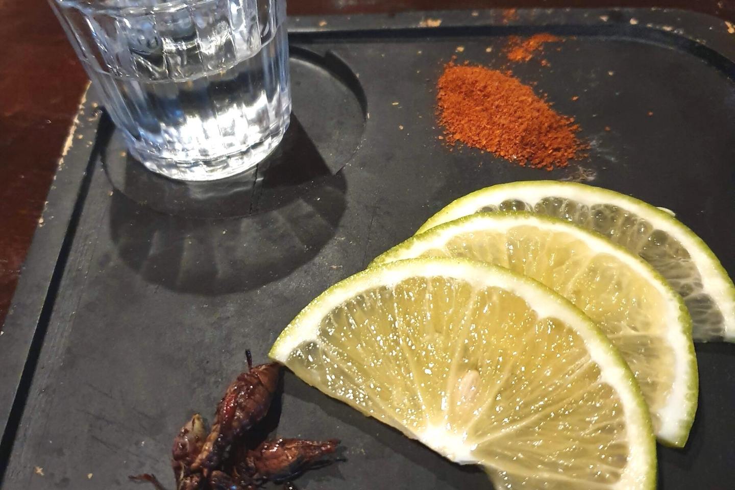 Mezcal with chapulines