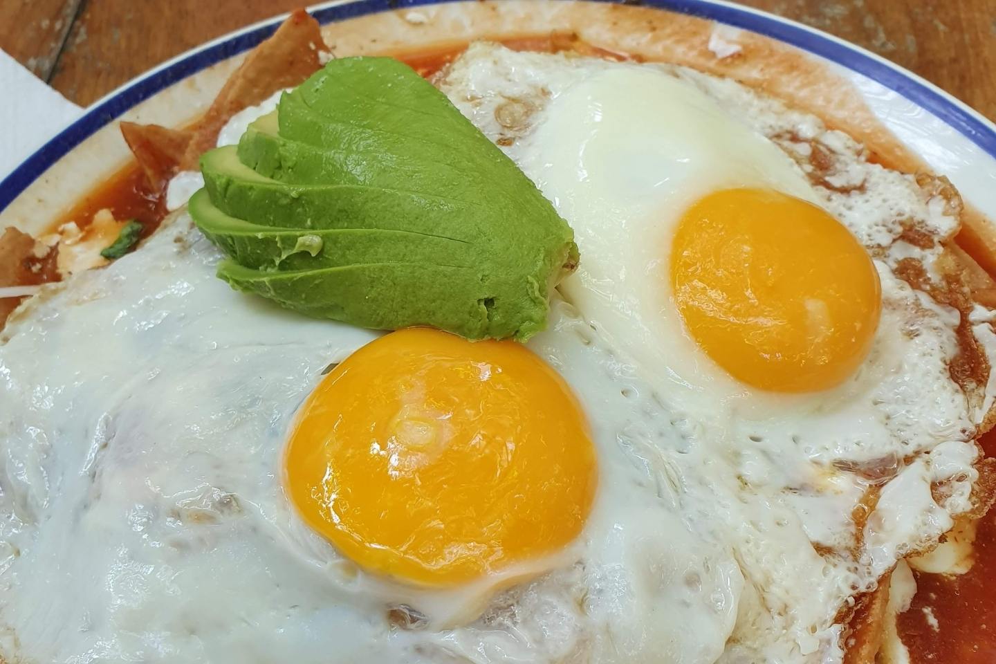 chilaquiles topped with egg
