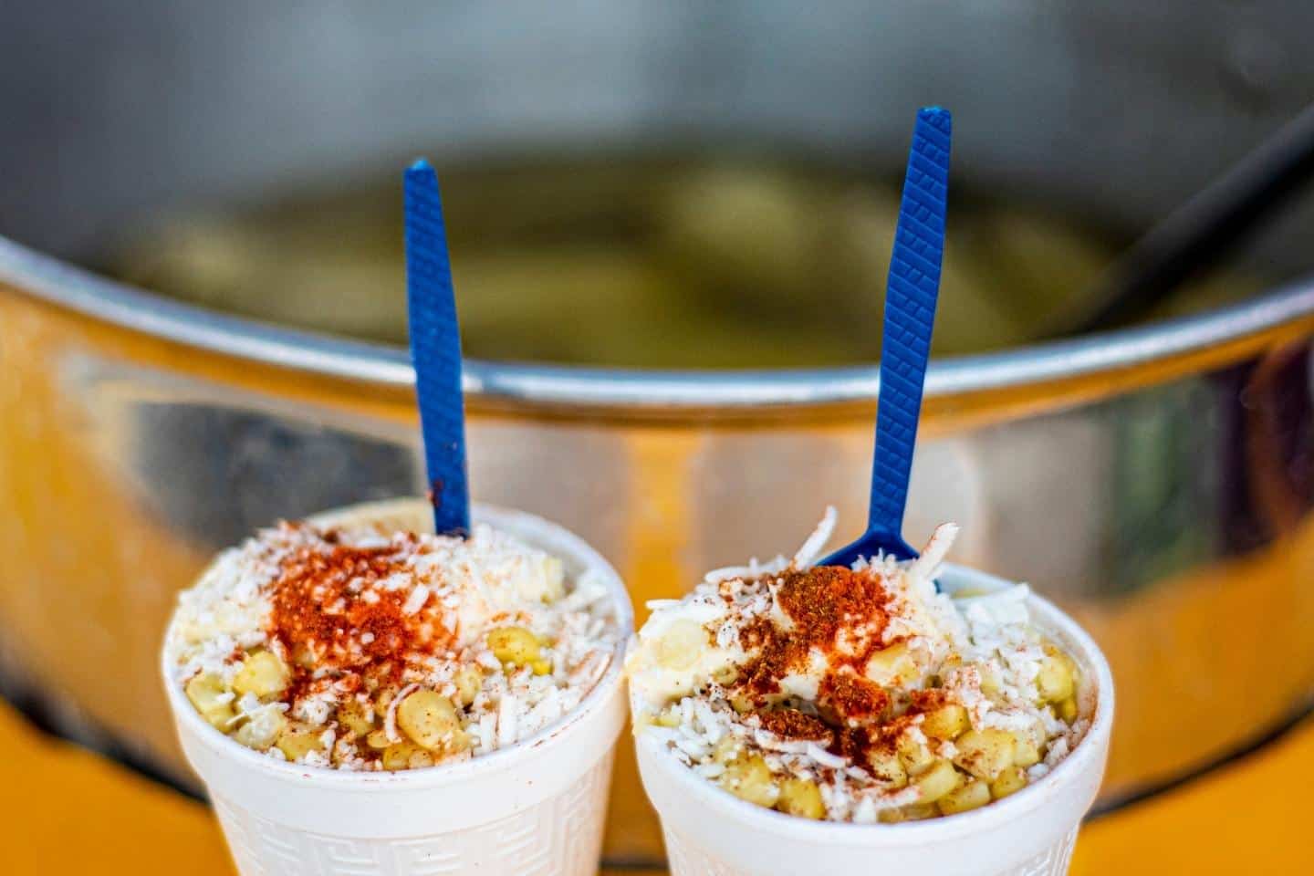 elote corn from a street vendor in Mexico