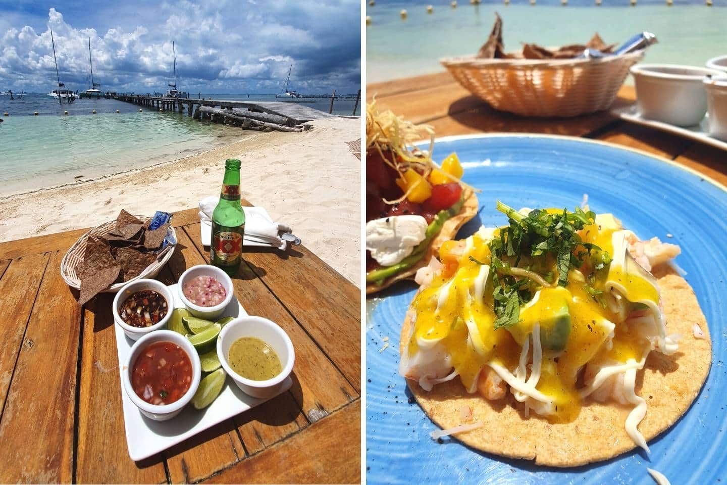 tacos and salsa in isla mujeres Playa Norte