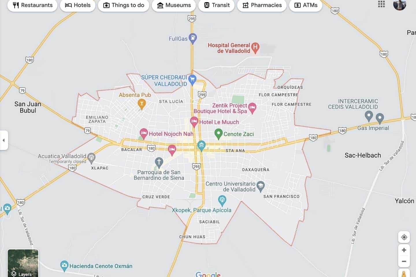 Map of Valladolid via Google Maps