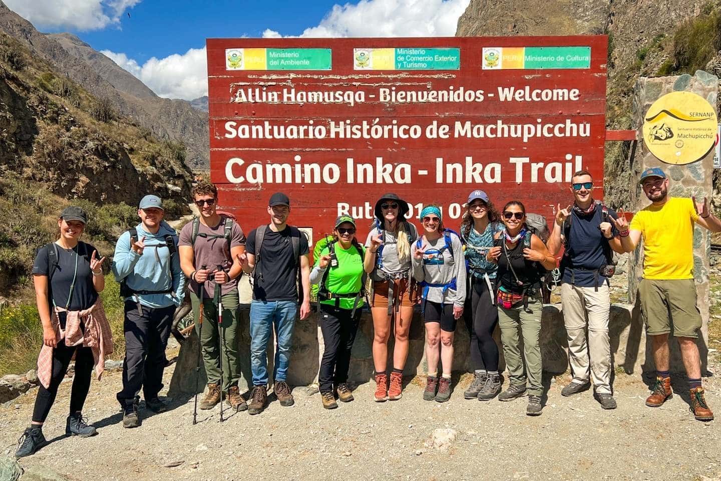 group of hikers on the inca trail