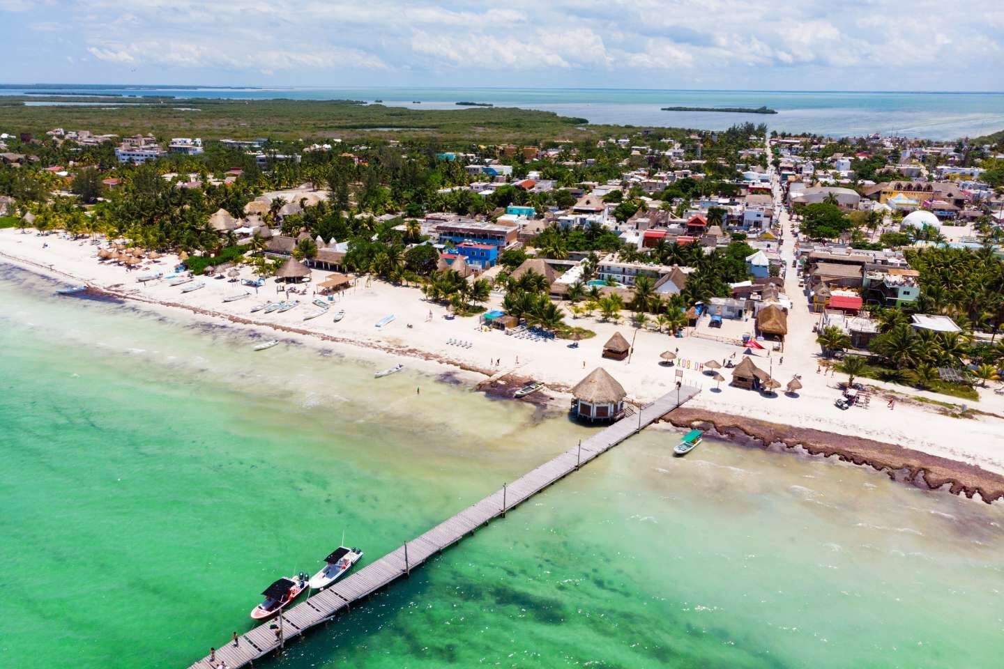 An aerial view of Isla Holbox in Mexico